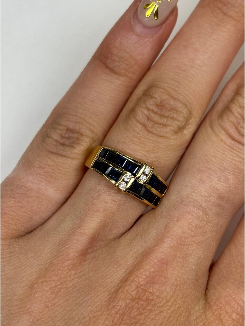 14k Yellow Gold Sapphire Ring Antique